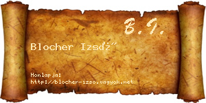 Blocher Izsó névjegykártya